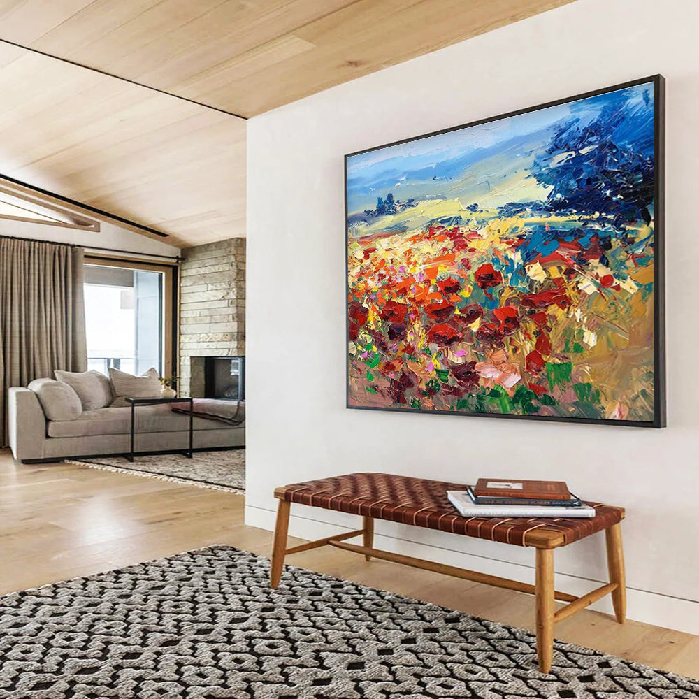 Colorful Poppy Field Abstract Painting THY475