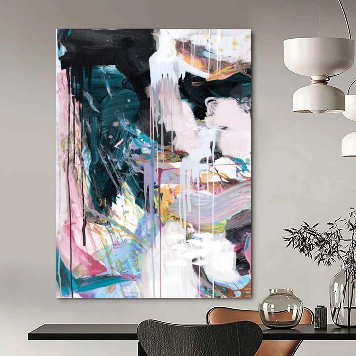 Colorful Dripping Abstract with Vibrant Hues Painting ADGE191