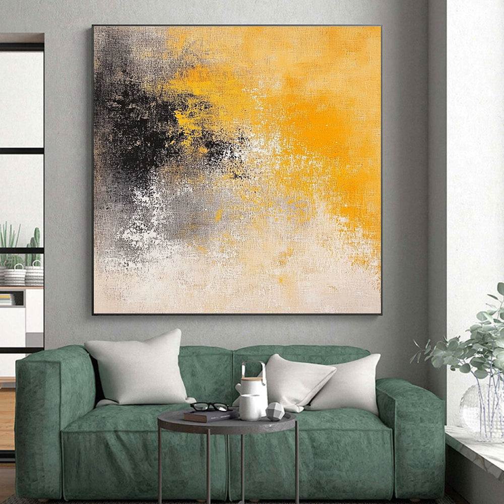 Yellow and Gray Abstract Painting with Subtle Gradients GER431