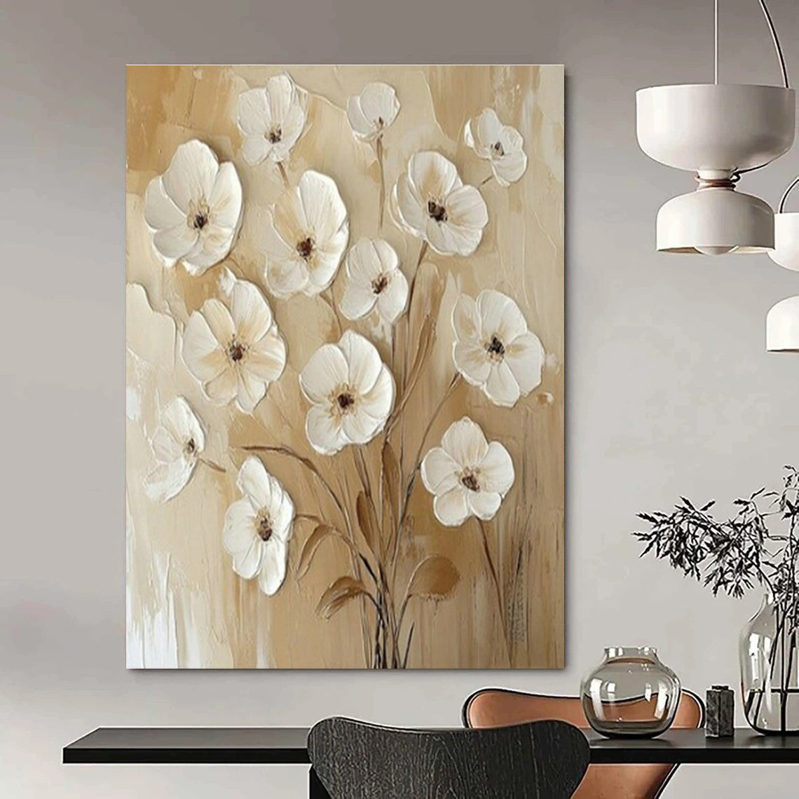 Large Custom Handmade Abstract Canvas for Cottage Bedroom & Living Room DLZ1652