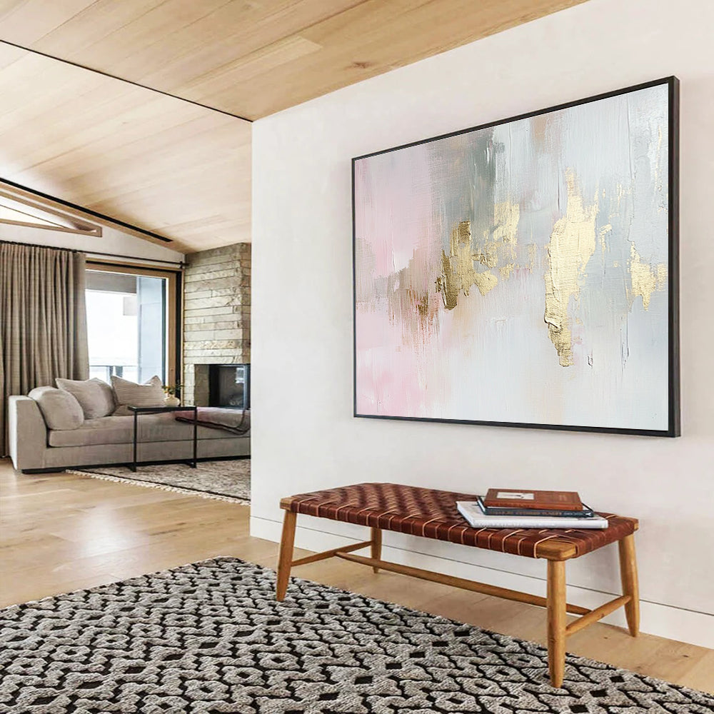 Abstract with Gold Accents on Pink and Gray DYP544
