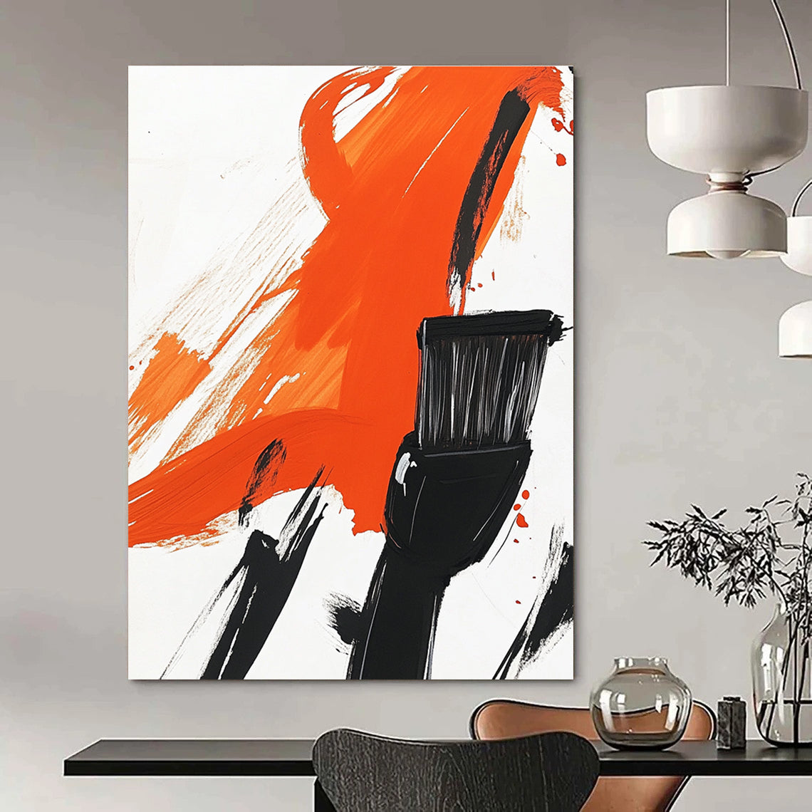 Abstract artwork featuring an electric shaver silhouette with a brush head bold colors and minimalistic design showcasing elegance and modern sophistication.STSC1278