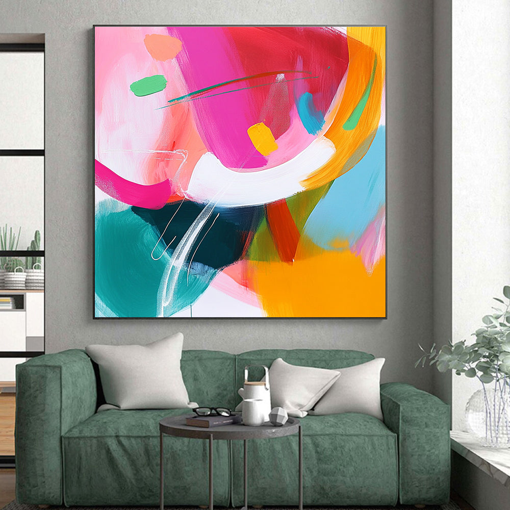 Bold Colorful Abstract with Pink Green and Orange GER298