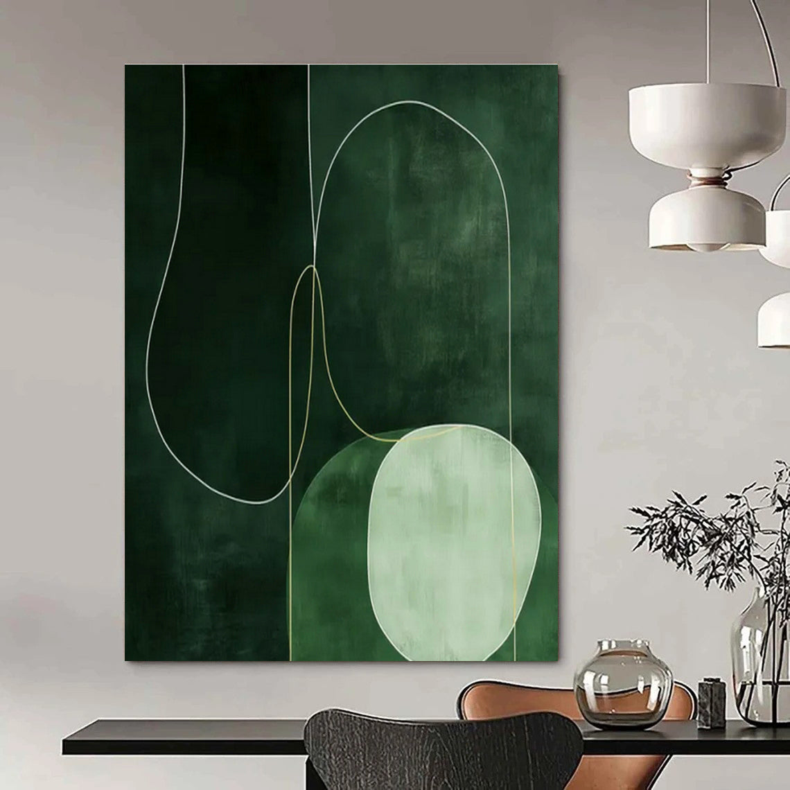 Oversized Custom Hand-Painted Abstract Art for Cottage Hallway Bicycle Storage Niche and Office Equipment Cabinet Wall DLZ1848