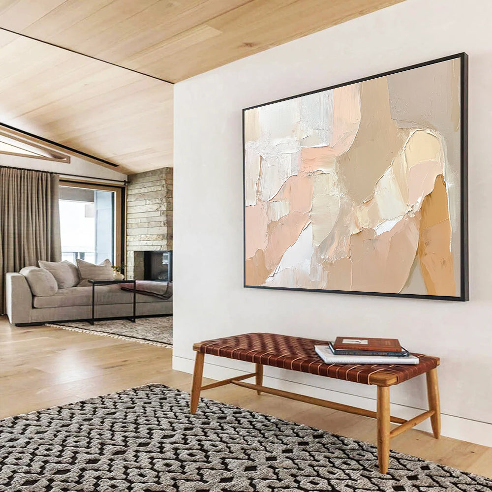 Beige Toned Abstract Figure Painting with Subtle Shading DYP262