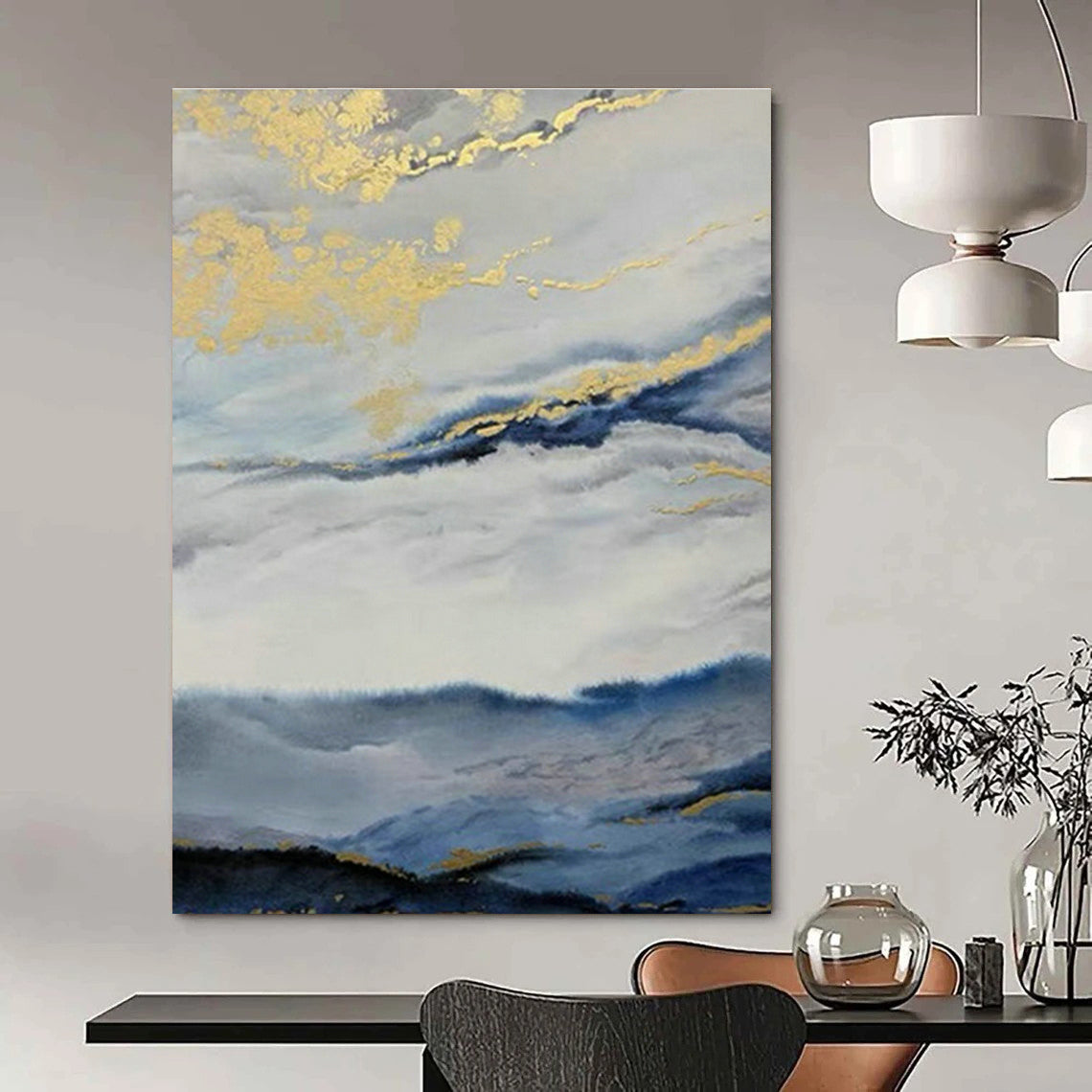 Extra - Vast Hand - Painted Abstract Canvases for Bedroom Window Seat Niche Side Walls & Cottage Hallway Storage Bench Backrest Supports DLZ0916