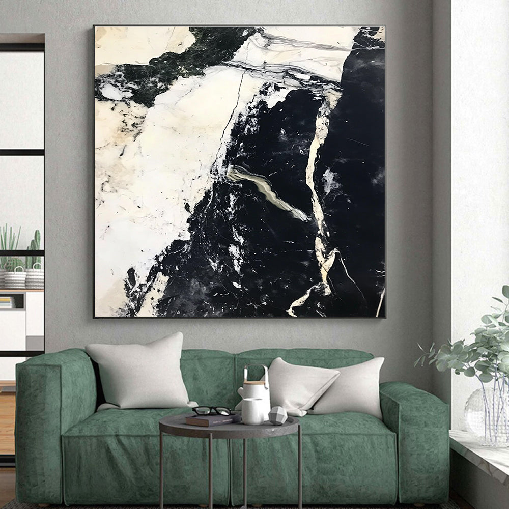 Black White Marble Abstract Painting with Natural Patterns GER743