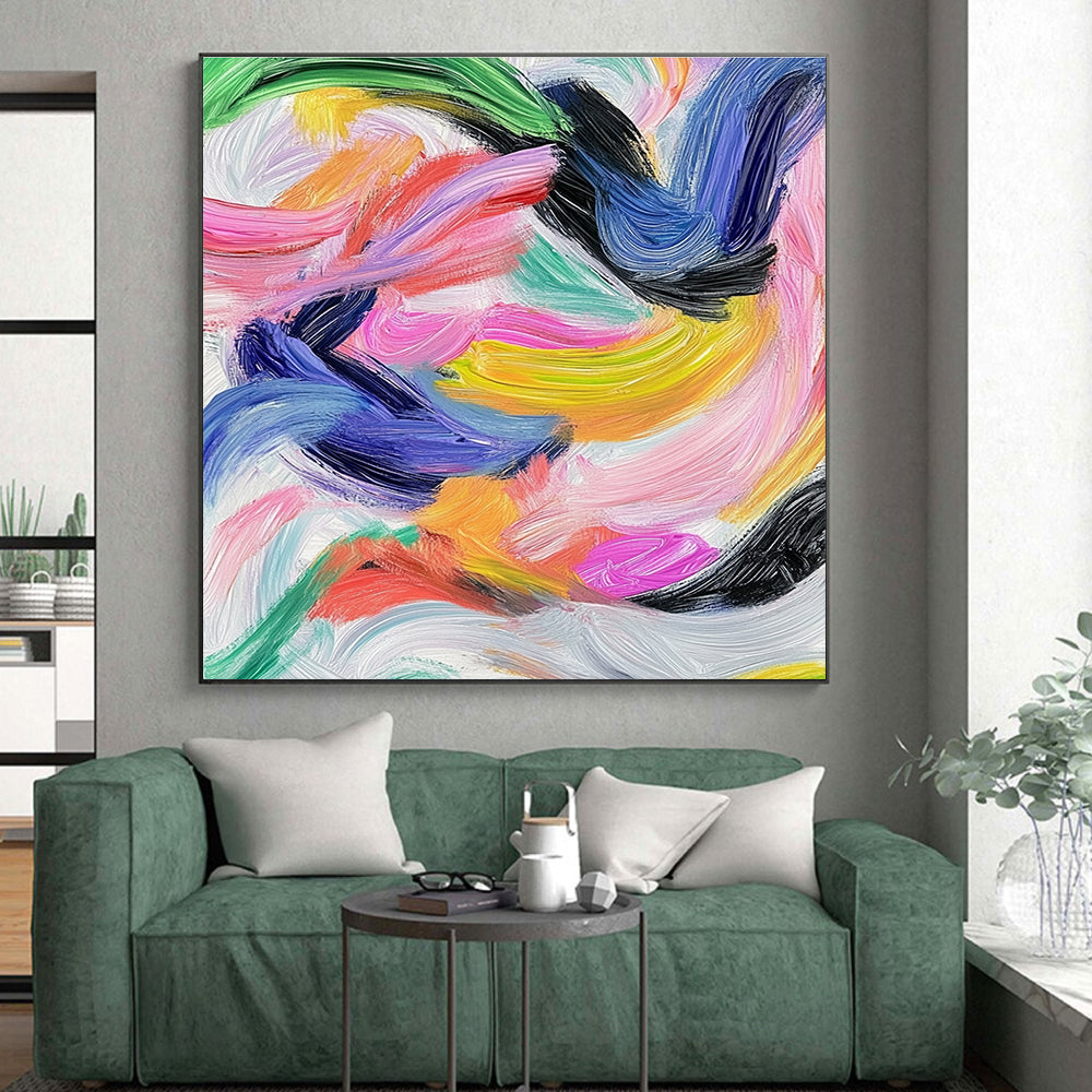 Vibrant Color Swirl Abstract Painting with Bold Brushstrokes GER231