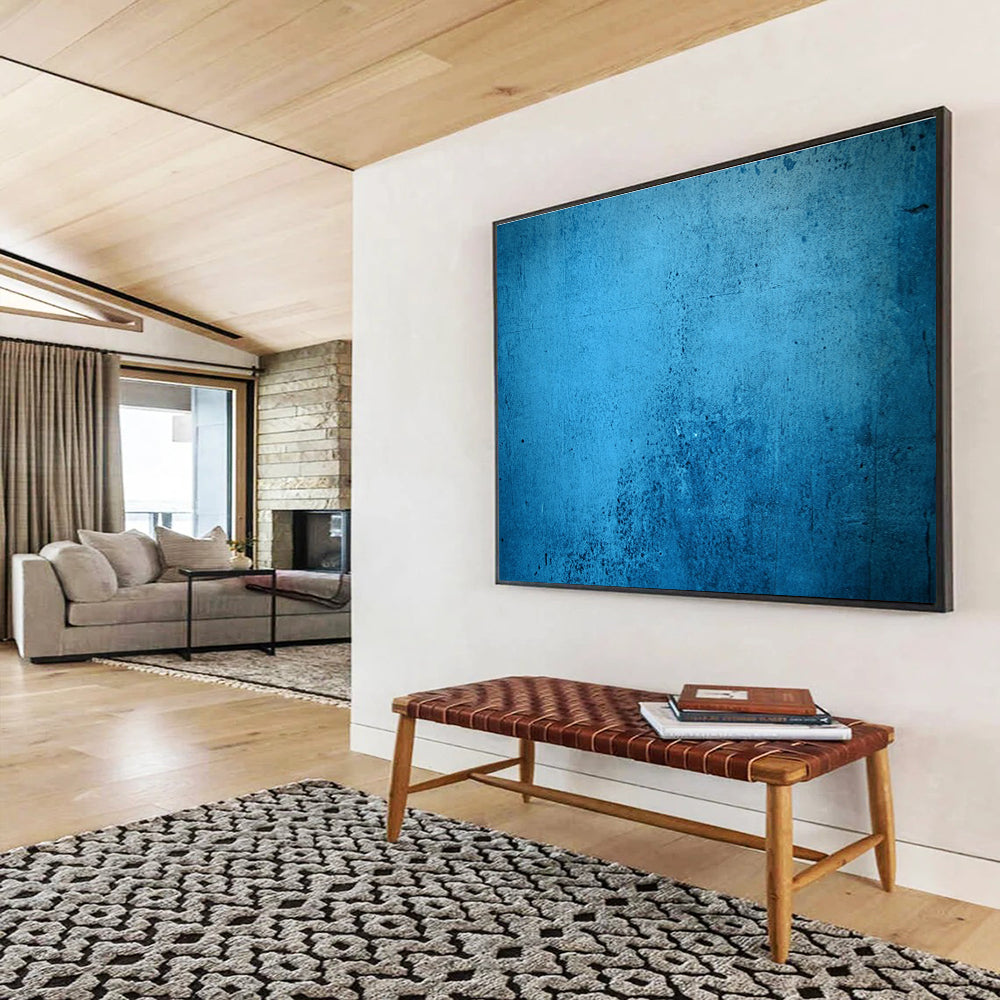 Large abstract painting featuring a dark blue grunge background with ultra-realistic texture perfect for modern decor.SC576