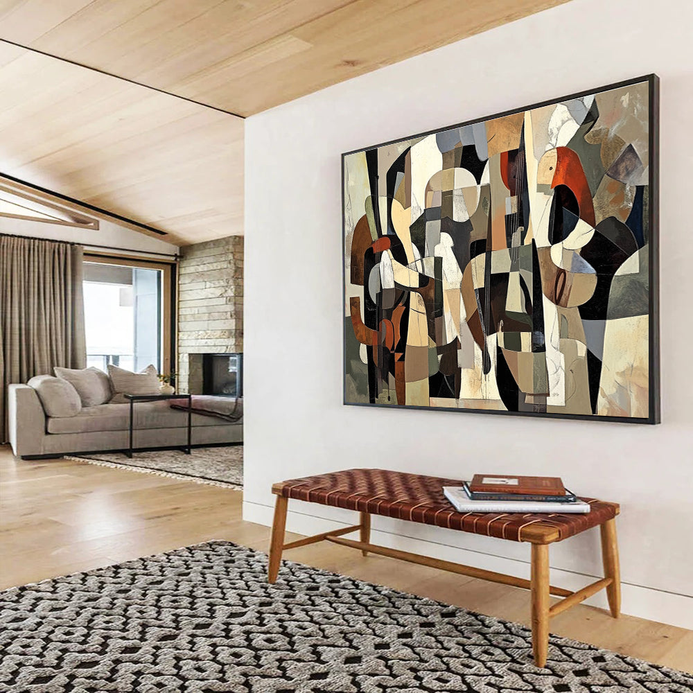 Cubist Abstract Painting with Multicolor Geometric Shapes DYP553