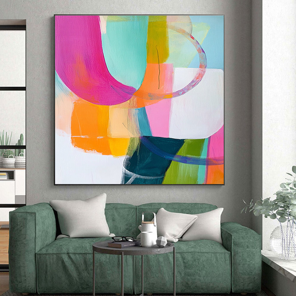 Colorful Abstract Shapes Painting with Playful Curves GER144