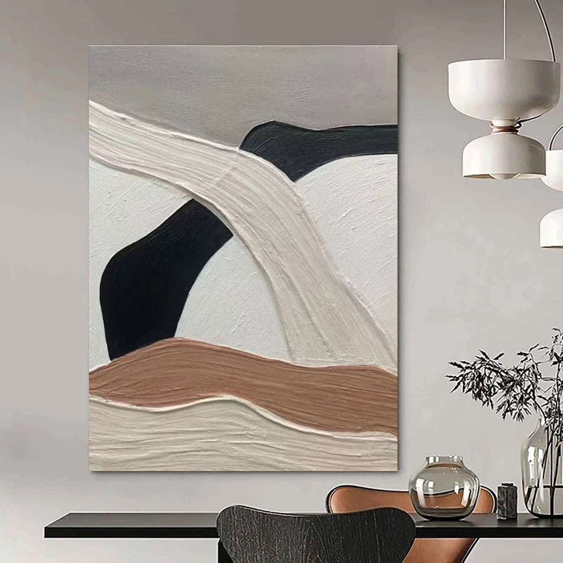 Neutral Tones Abstract Painting with Curved Forms ADGE522