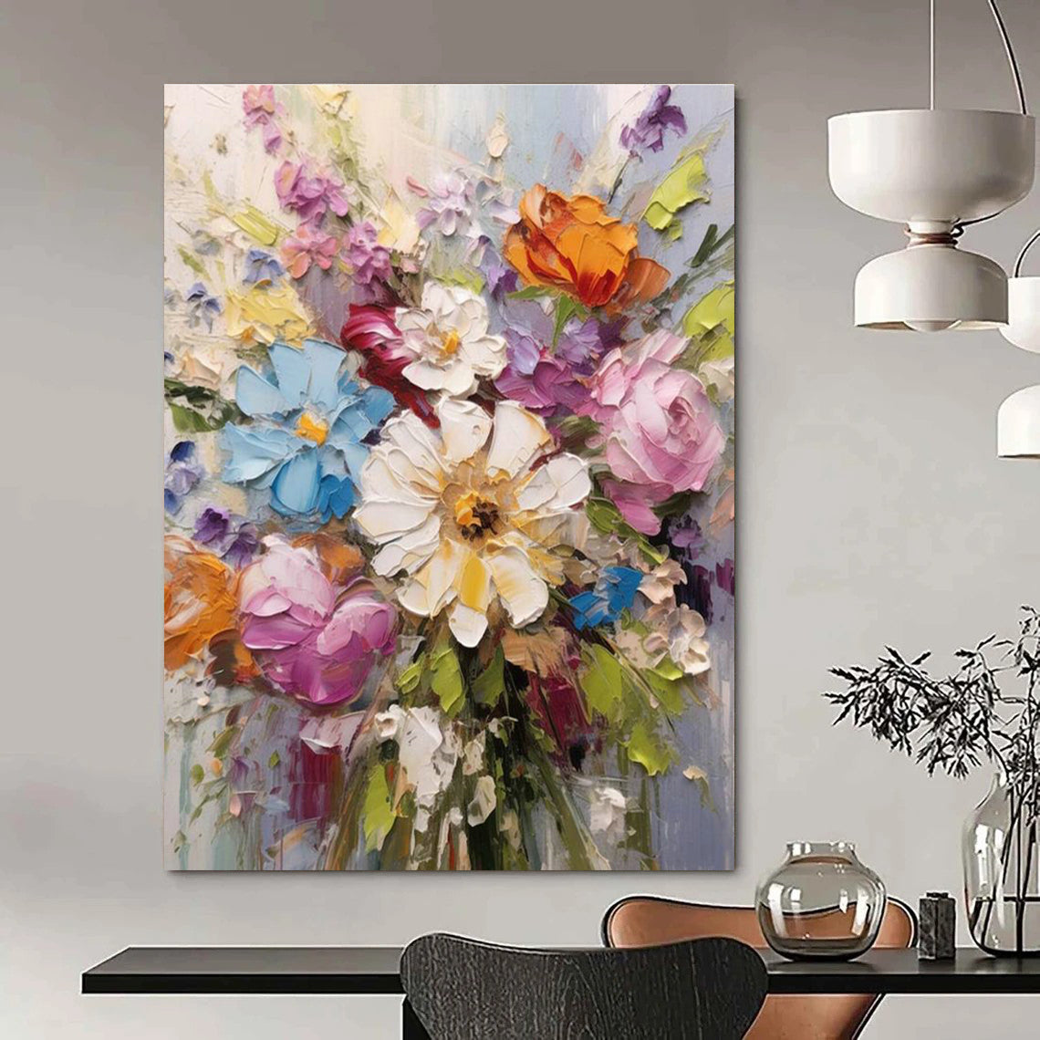 Oversized Handmade Abstract Wall Decor for Cottage Dining Room & Living Room DLZ2293