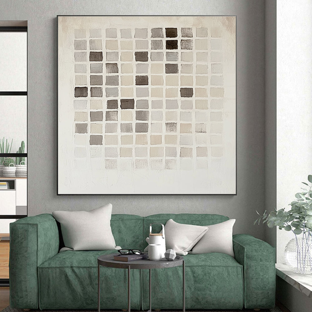 Grid - Style Neutral Tones Abstract Painting GER295
