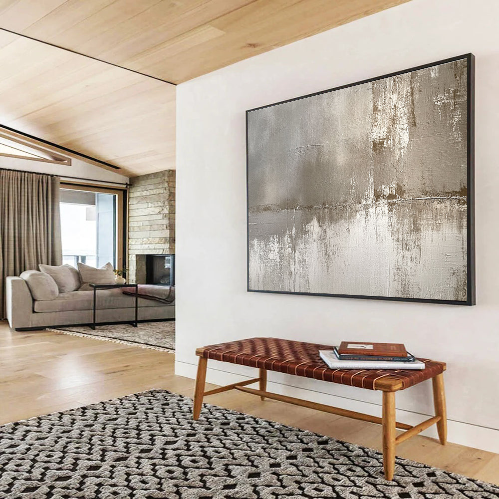 Gray Beige Textured - Industrial Abstract Painting DYP037