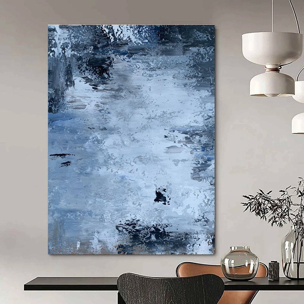 Blue and Gray Abstract Textured Painting ADGE251