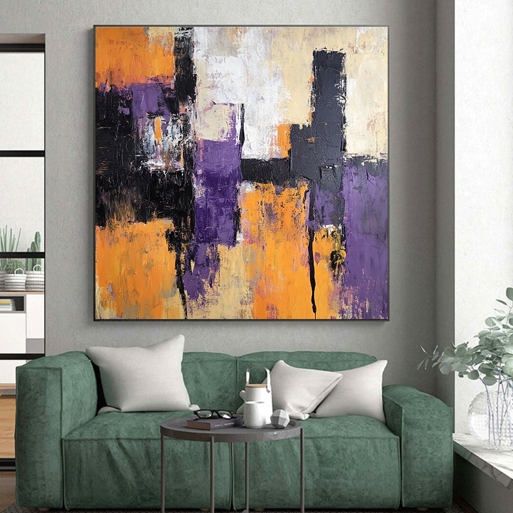 Purple and Orange Abstract Painting with Bold Strokes GER563
