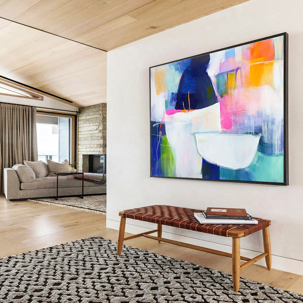 Abstract Vessel Composition Painting with Colorful Background DYP464