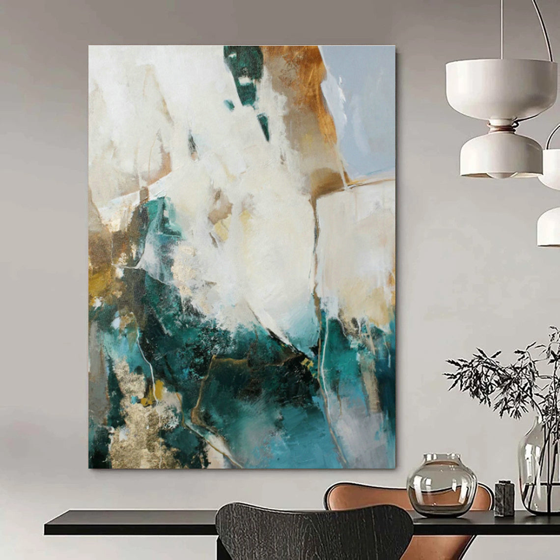 Large Custom-Made Hand-Painted Abstract Mural for Bedroom & Office DLZ1020