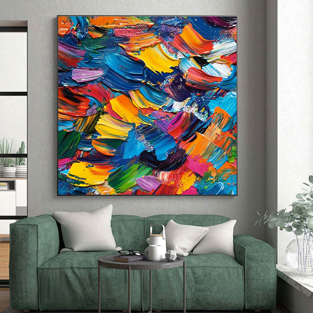 Colorful Palette Knife Abstract Painting with Bold Textures GER405