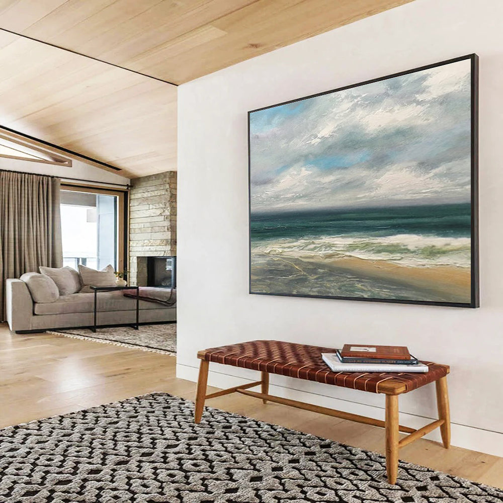 Blue Green Sky Sea Scene Abstract Painting THY020