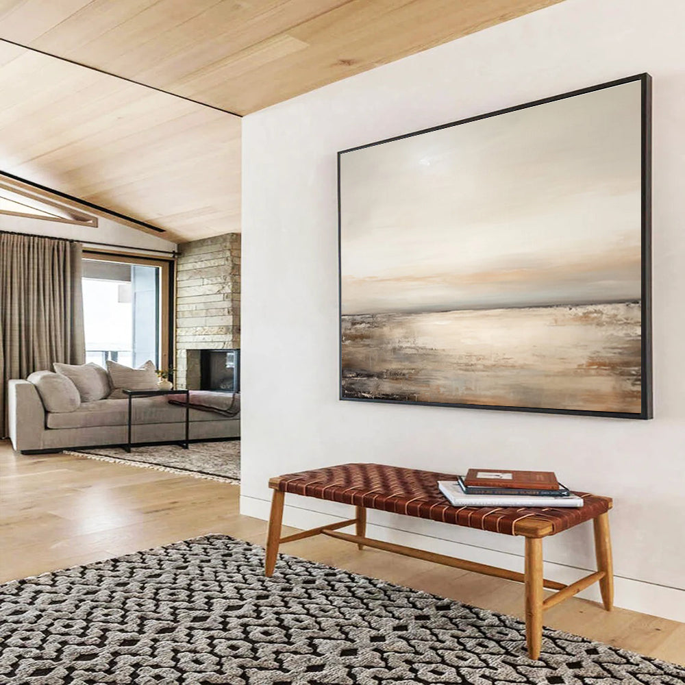 Beige and Grey Toned Sea View Abstract Painting THY101