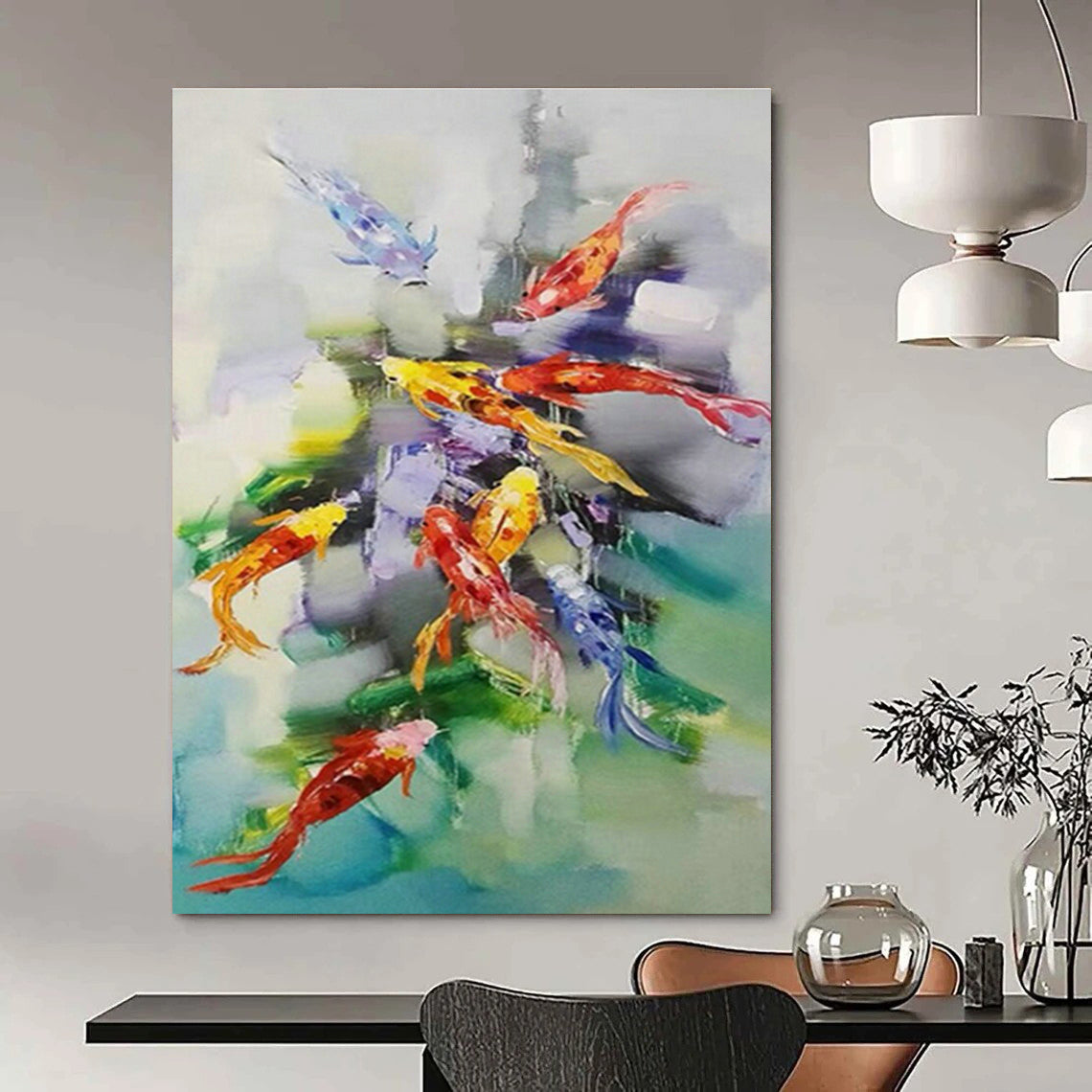 Massive Custom Hand - Painted Abstract Murals for Living Room Open - Shelf Kitchenettes & Cottage Outdoor Showers DLZ0672