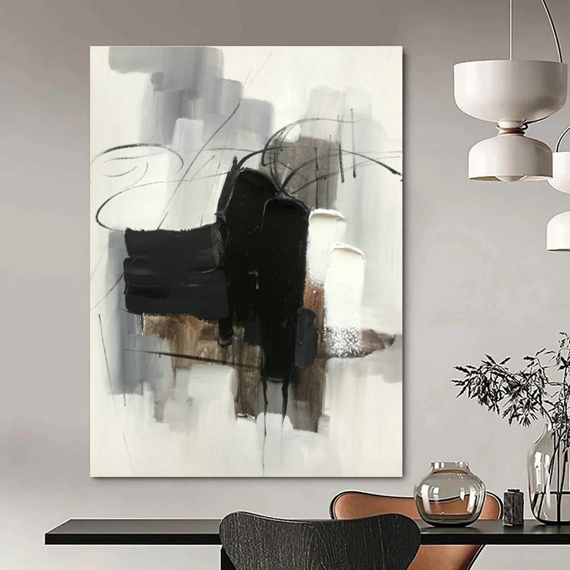 Extra-Large Handmade Abstract Canvas for Cottage Bedroom & Living Room DLZ1282
