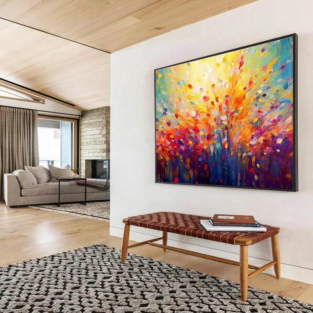 Radiant Tree Abstract Painting with Vivid Color Bursts THY290