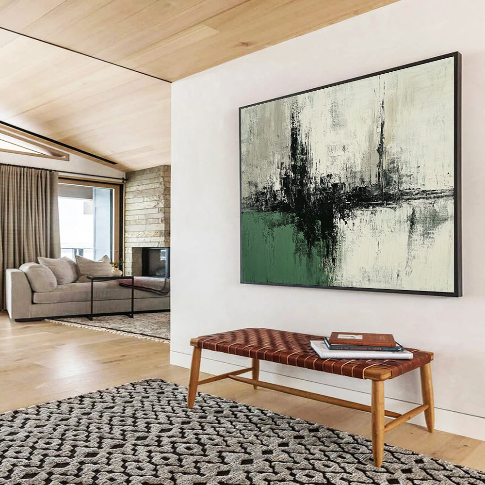 Black and White Abstract Painting with Textured Layers DYP377