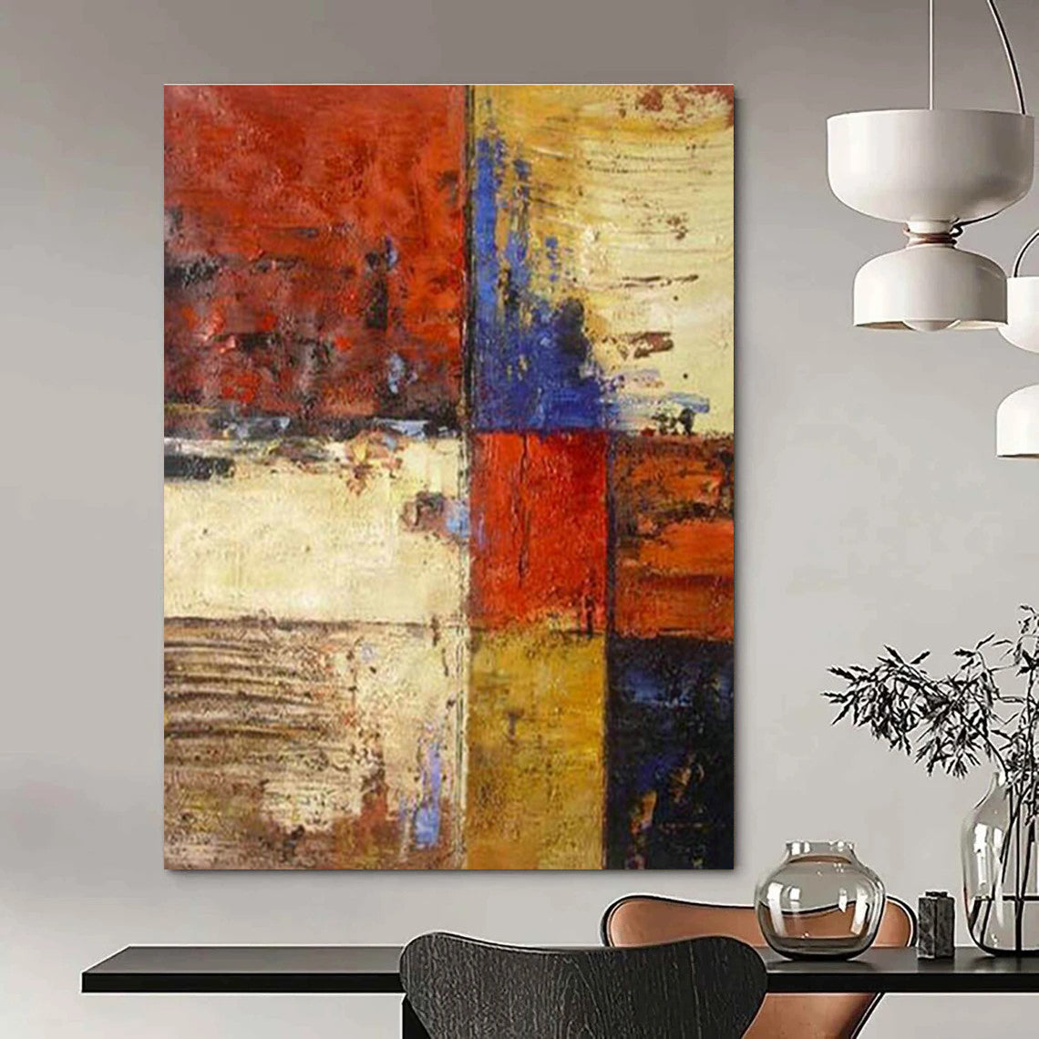 Roomy, Weathered - Effect Custom Hand - Painted Abstracts for Cottage Rusticity DLZ0464