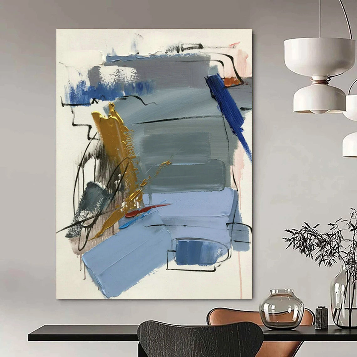 Hand-Crafted Abstract Wall Decor for Cottage Living Room Bookcase Wall and Office Credenza Wall DLZ1686