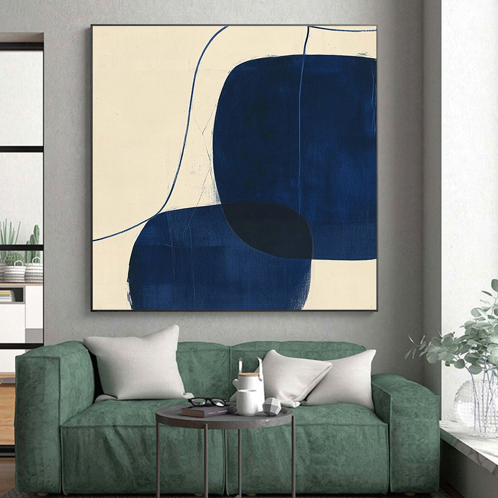 Blue Oval Forms Abstract Painting GER856