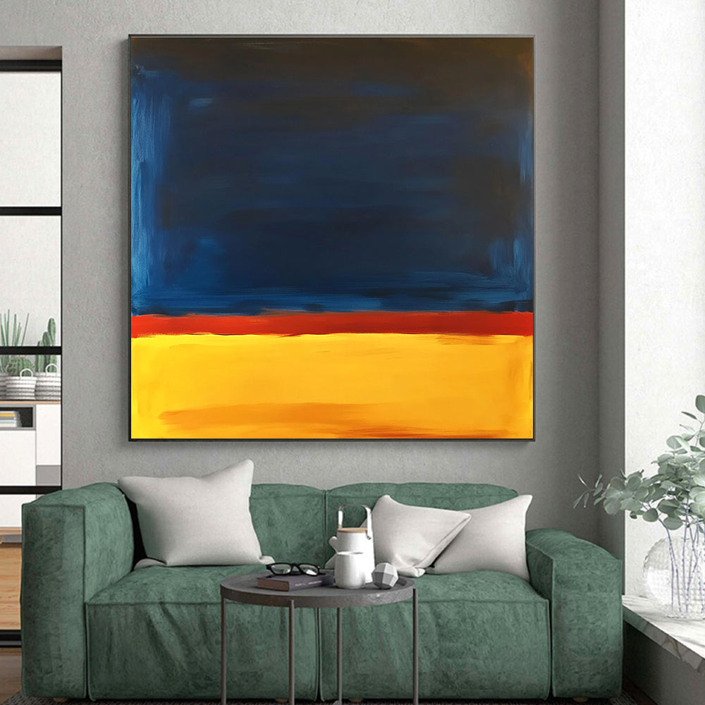 Blue Red and Yellow Abstract Painting with Bold Color Blocks GER544