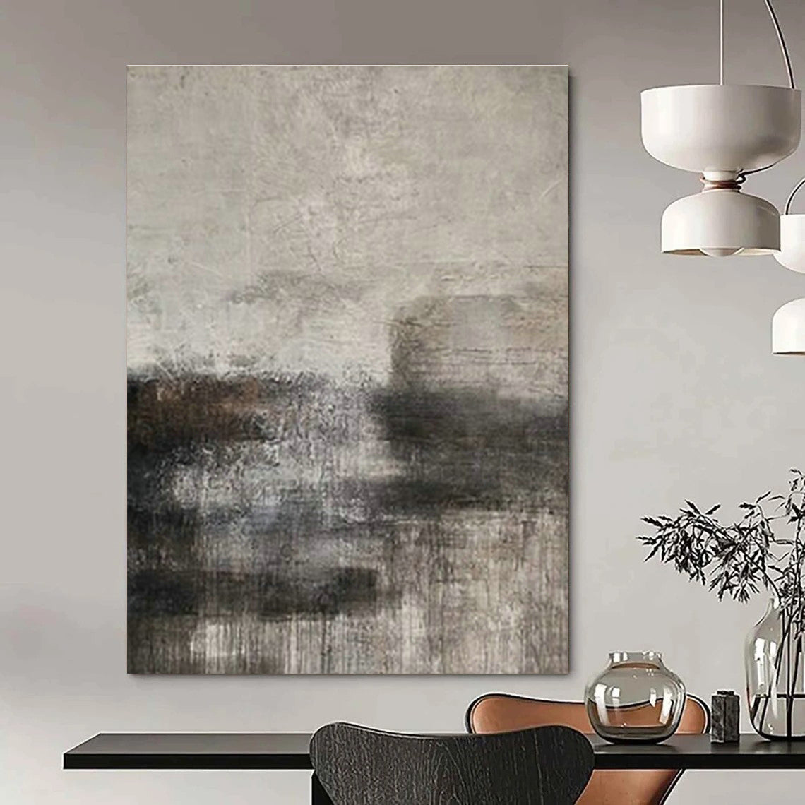 Extra-large Custom Hand-Painted Abstract Canvas for Dining Room Herb Garden Wall and Entryway Plant Stand Area DLZ1879