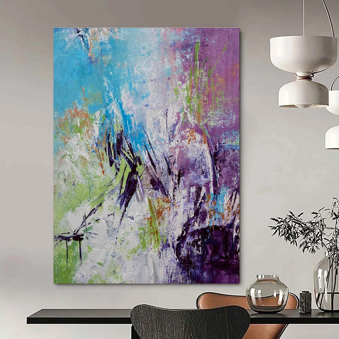 Colorful Eclectic Abstract Painting with Diverse Hues ADGE472