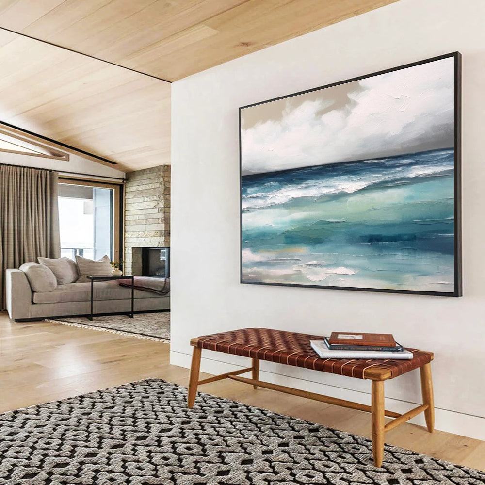 Blue Green Sea Sky Abstract Painting THY050