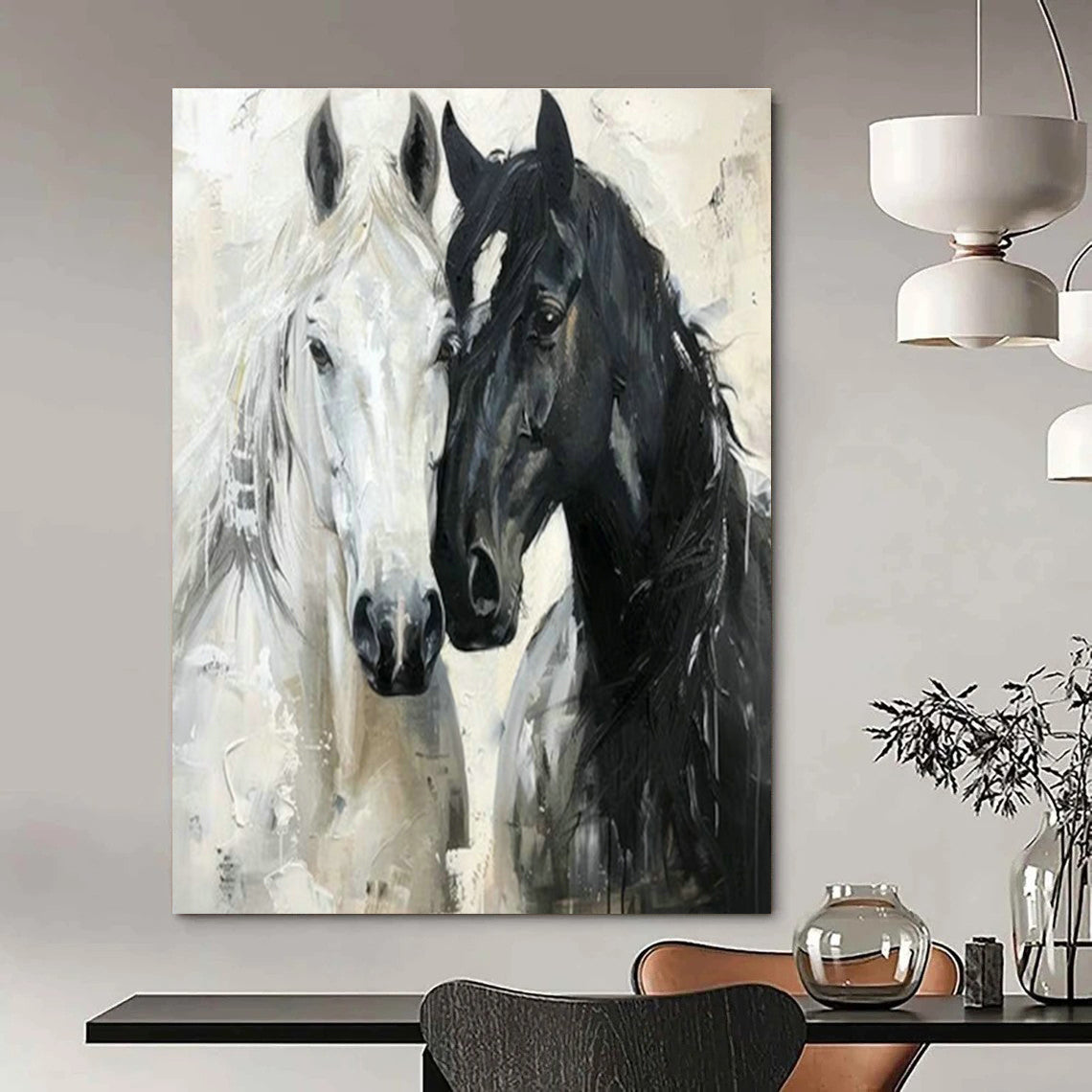 Custom - Framed Hand - Painted Abstract Canvas for Cottage Dining Room & Bedroom DLZ1408