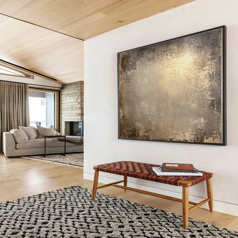Brown and Beige Textured Abstract Painting DYP124