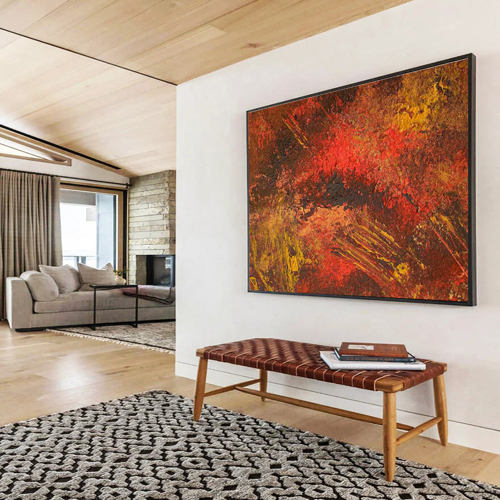 Red Brown Textured Abstract Painting with Ear THY Tones THY332