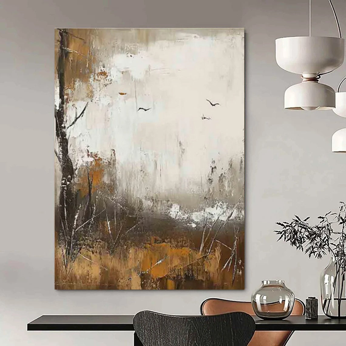 Autumn Landscape Abstract Painting with Warm Hues ADGE484
