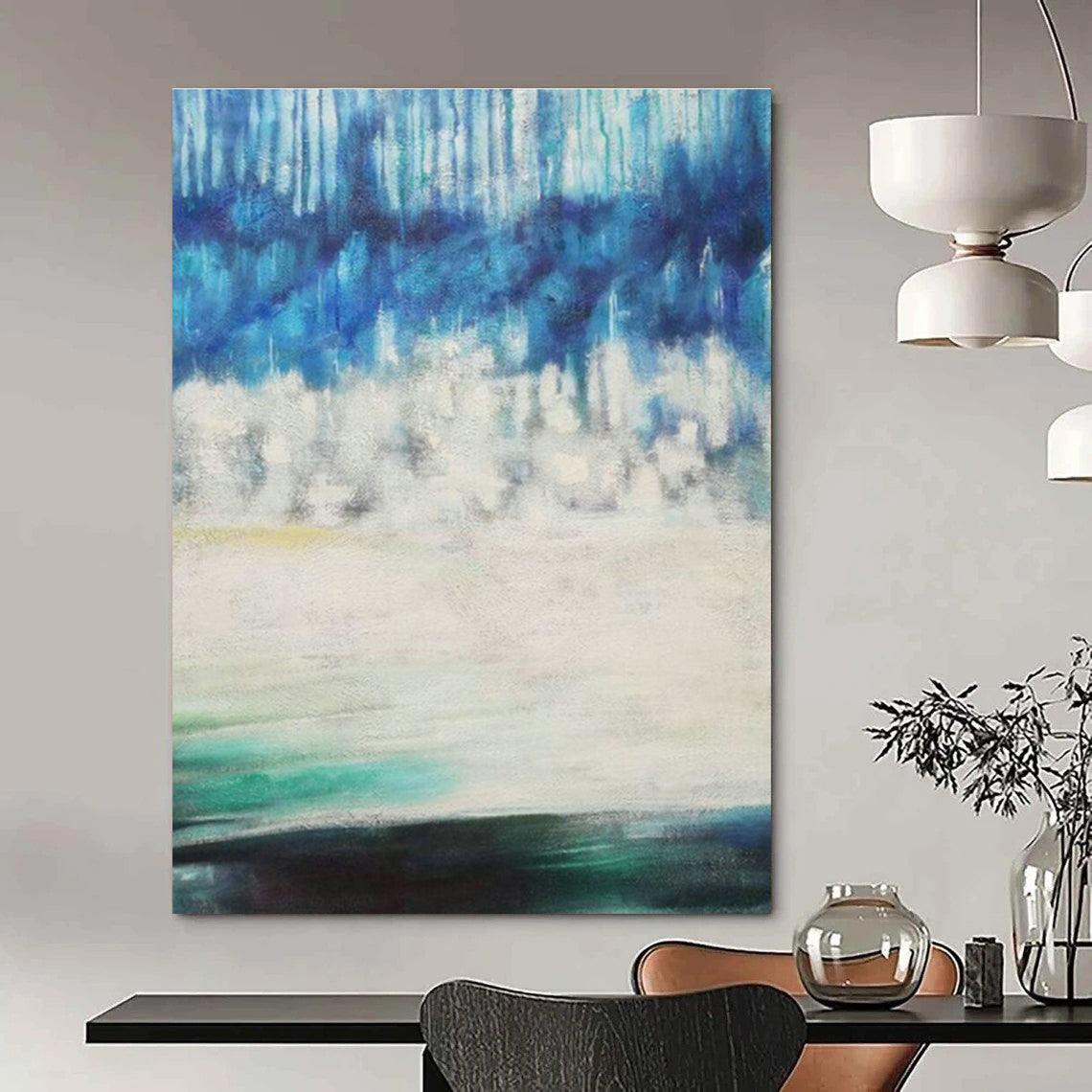 Grand - Scale Custom Hand - Painted Abstracts for Cottage Living Room & Bedroom Nooks DLZ0575