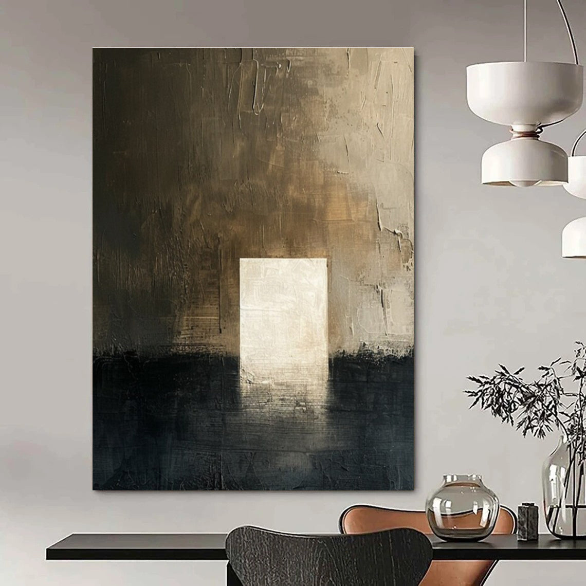 Brown Grey White Abstract Painting ADGE008