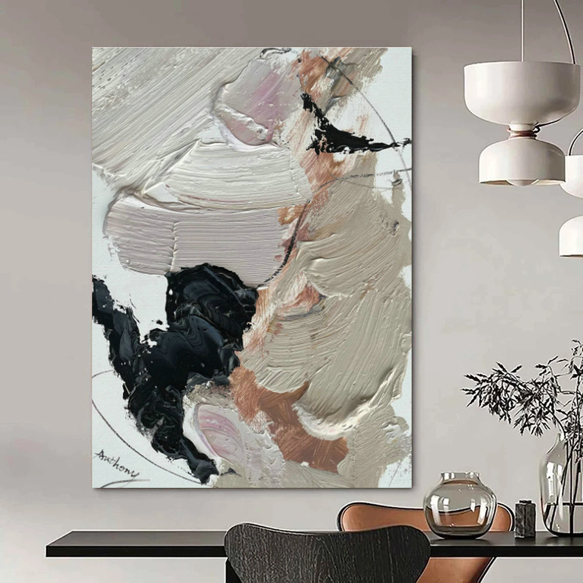 Hand - Painted Abstract Canvases for Cottage Dining Room Breakfast Nooks & Hallway Display Cases DLZ0823