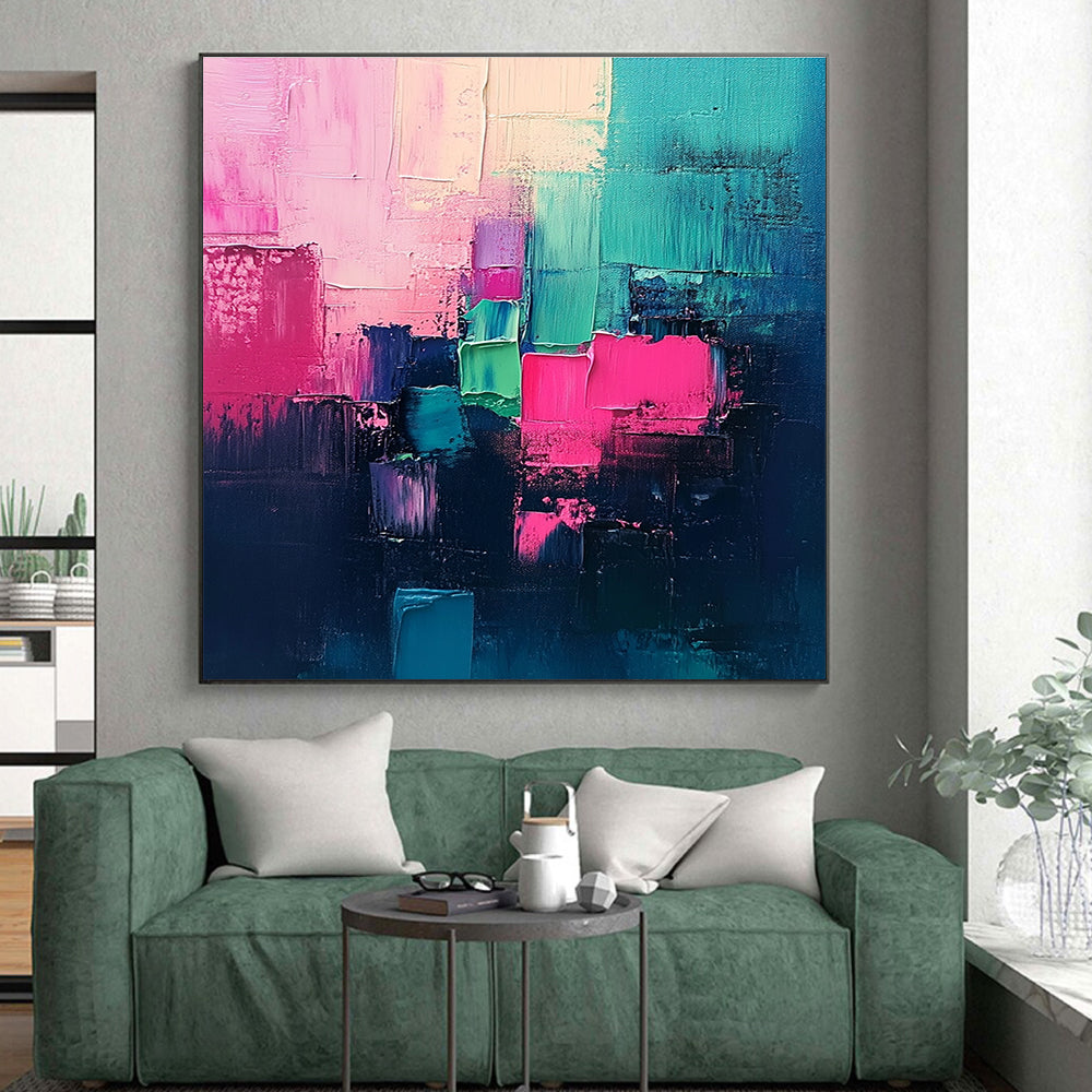 Colorful Block Abstract Painting with Textured Layers GER461