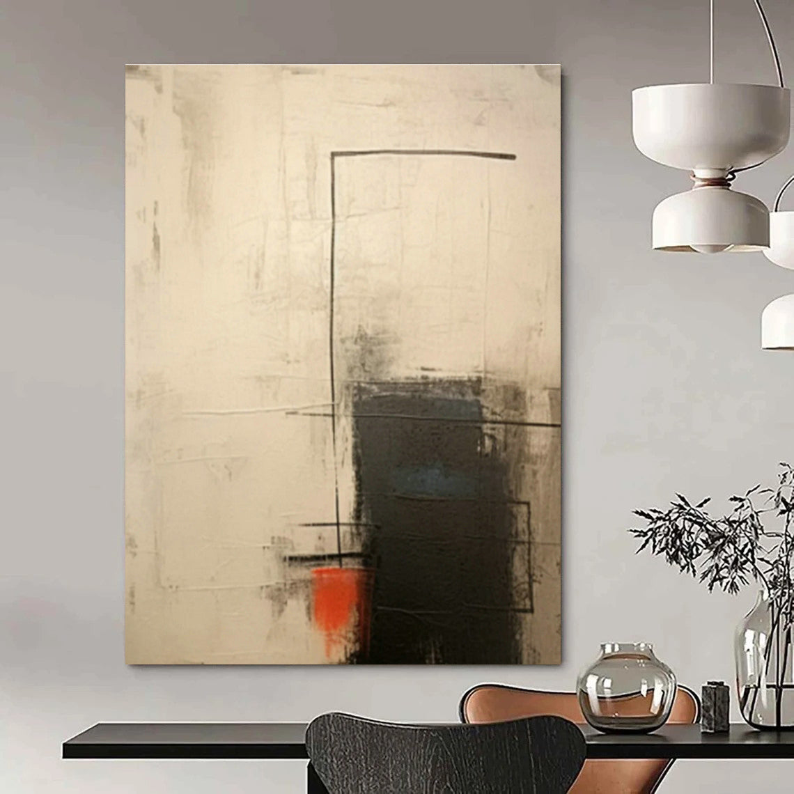 Oversized Hand - Painted Abstract Canvases for Bedroom Dressing Rooms & Dining Room Wine Cellars DLZ0839