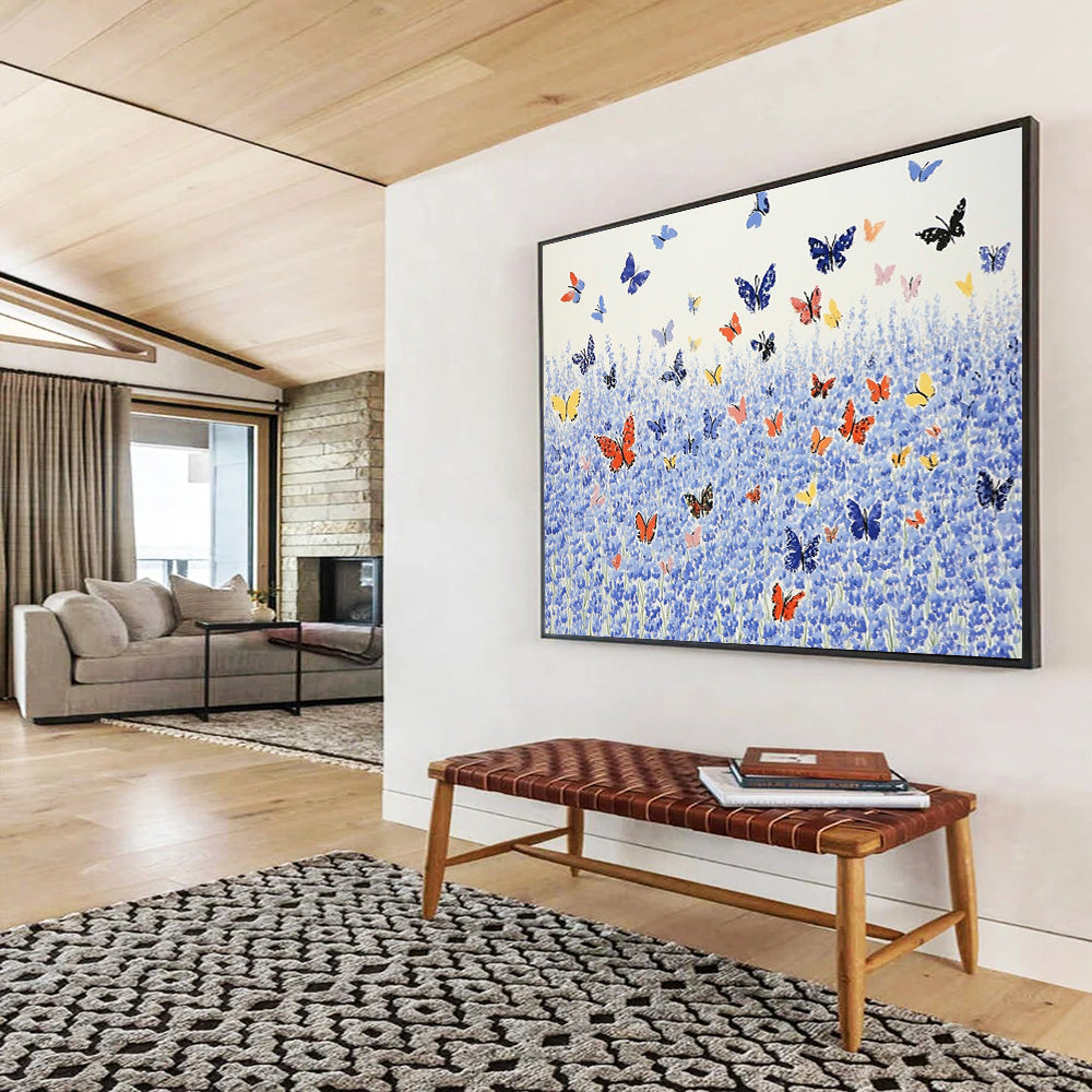 Blue Field Colorful - Butterfly Abstract Painting DYP055