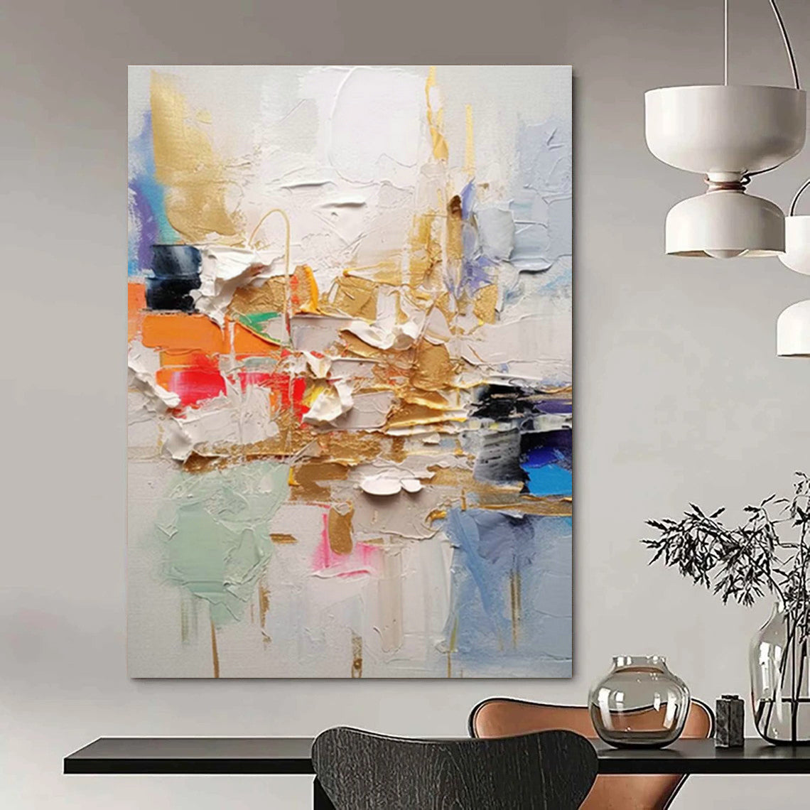 Grand-Sized Custom Hand-Painted Abstract Mural for Living Room & Hallway DLZ1063