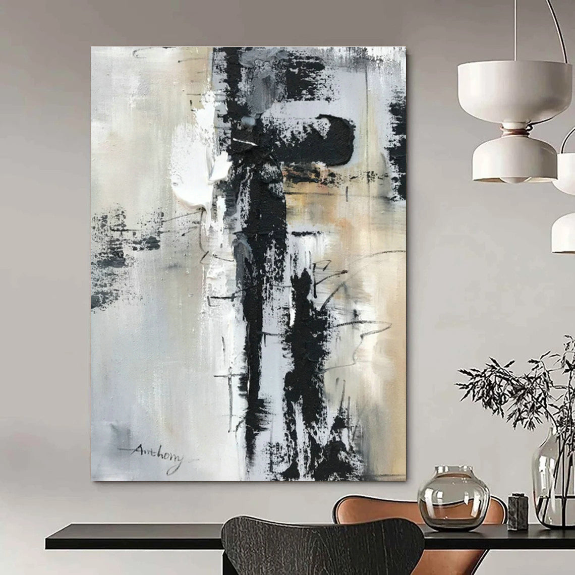 Hand - Painted Abstract Murals for Hallway Coat Racks & Entryway Key Drop Zones DLZ0811