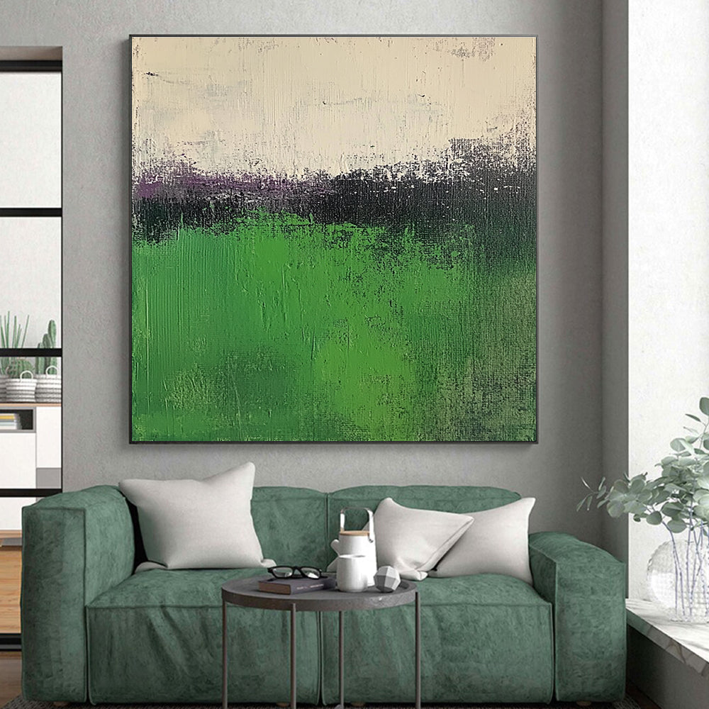 Green and Purple Abstract Painting with Gradient Textures GER568